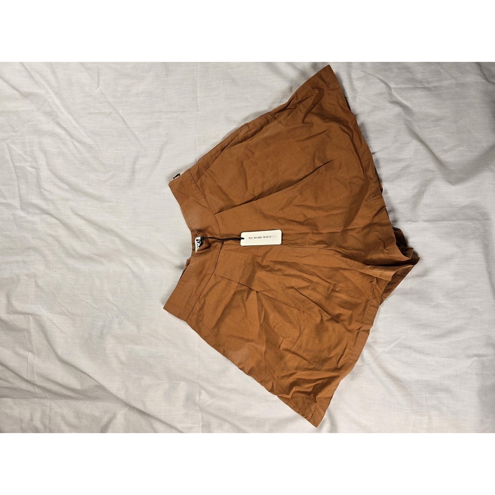We Wore What Shorts Womens XS Brown Etoile Culotte Pleated High Waist Beach